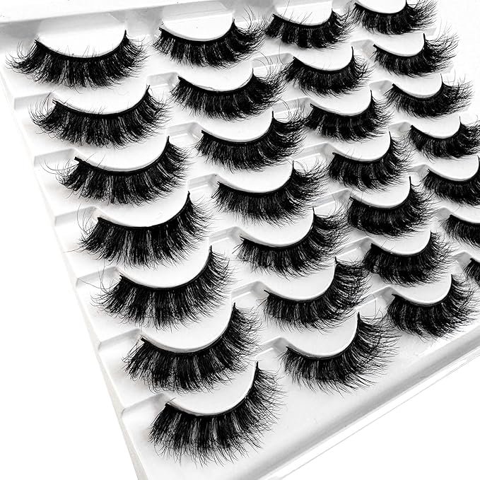Yasnai Lashes Fluffy Thick False Eyelashes Faux Mink Lashes Fake lashes 14 Pairs Pack 9D Wispy Cat Eye Lashes