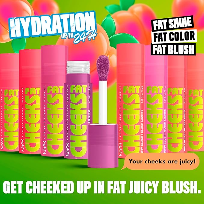 NYX PROFESSIONAL MAKEUP Fat Cheeks Liquid Blush, Buildable, Dewy Blush with Long-Lasting 12HR Wear - Papaya Plump (Soft Rose)