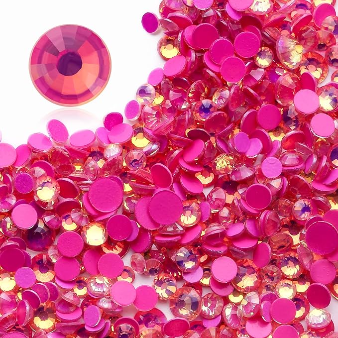 Meibite F Rose Flatback Rhinestones, Glass Rhinestones for Nail Art and Craft, Glue Fix, Loose Crystal Gemstones(F Rose, SS8, 1440pcs, 2.3-2.5mm)