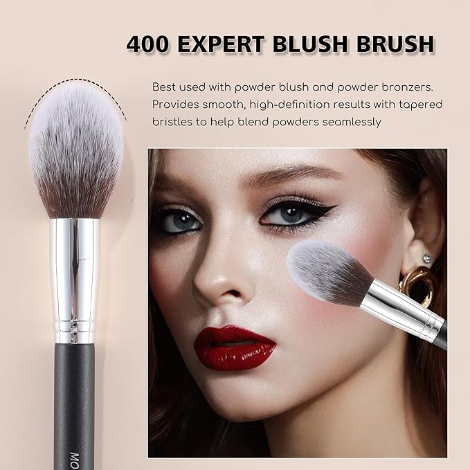 Makeup Brush Set 4PCS Professional Makeup Brushes for Foundation, Blush, Eyeshadow & Under Eye Concealer Blending – Portable Cosmetic Kit with BlackTravel Case for Daily Touchups
