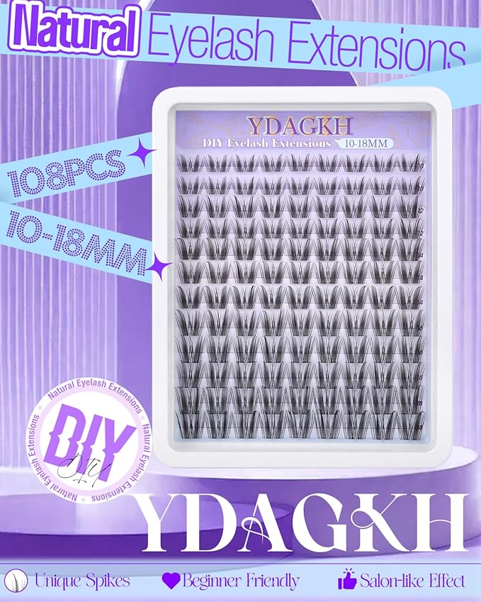Fairy Lash Clusters Bunny Anime Natural Clusters Eyelash Extensions 10-18mm Freya Spikes Wispy Eyelash Clusters Manga Invisible Band Individual Lashes C Curly Wet Look DIY Spiky Doll Lashes for Daily
