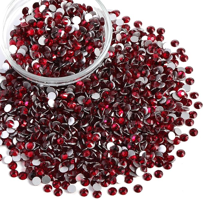 Beadsland Flatback Rhinestones Bulk,14400pcs Red Rhinestones for Nails Crafts Clothes DIY Decoration, Dark Siam, SS20, 4.6-4.8mm