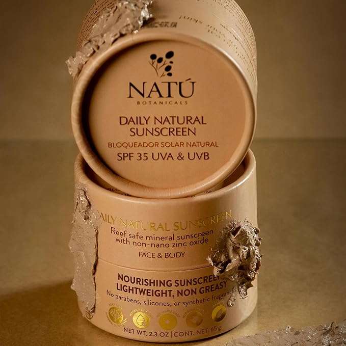 NATÚ BOTANICALS Tinted Mineral Face and Body Sunscreen SPF 35 - Mineral Zinc Oxide Sunblock Lotion - Broad-Spectrum UVA & UVB Protection - Lightweight & Gentle for Sensitive Skin - Reef Safe