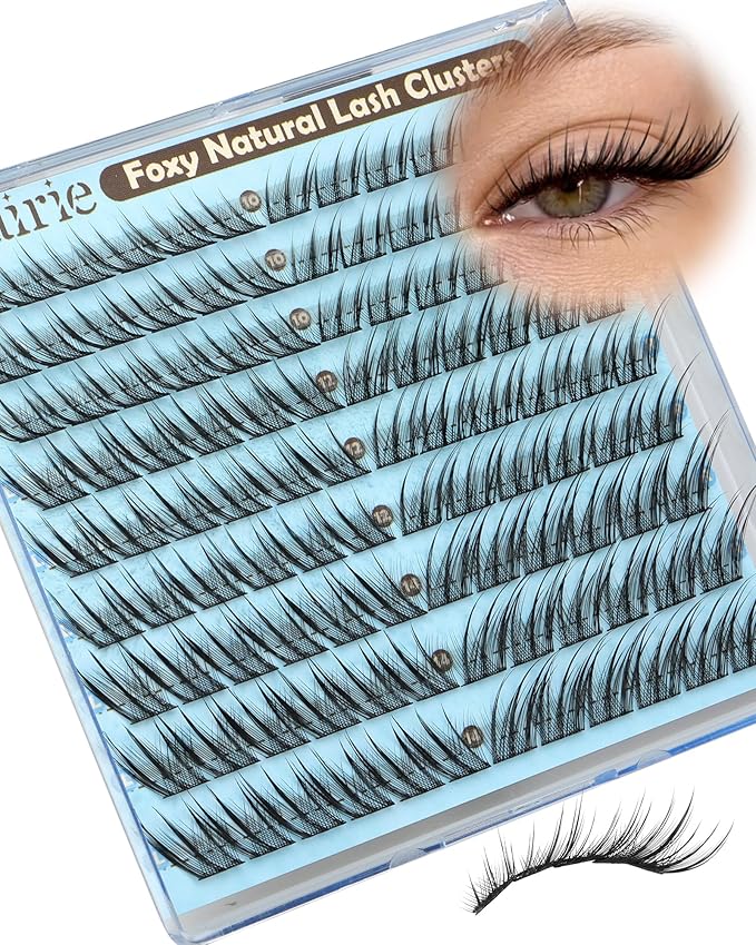 Fox Eye Lash Clusters Natural Eyelash Clusters 10-14mm Wispy Lashes Clusters Spiky Cluster Eyelash Extensions Fairy Cluster Lashes Daily Wear Eyelashes Clusters Hooded Eye DIY Lash Extension