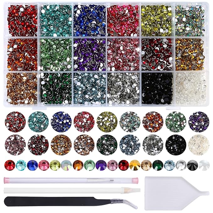 20454Pcs 4mm Mixed Color Flatback Rhinestones Kit for Nail Crafts DIY Decoration Non-hotfix Resin Round Shape Crystal