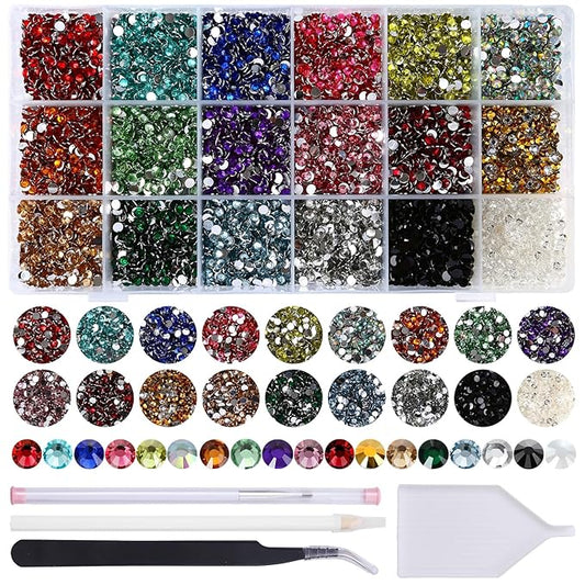 20454Pcs 4mm Mixed Color Flatback Rhinestones Kit for Nail Crafts DIY Decoration Non-hotfix Resin Round Shape Crystal