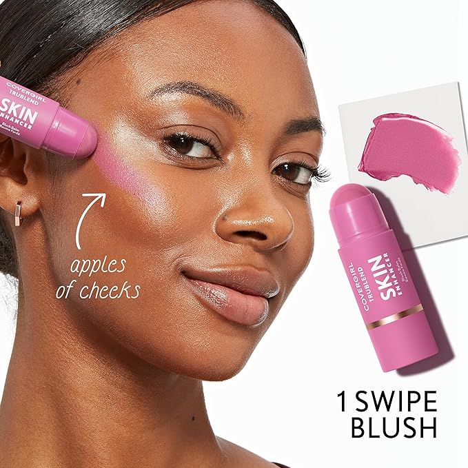 COVERGIRL Trublend Skin Enhancer Blush Balm Stick, Vegan Formula, Easy to Use, Glides on Effortlessly, Non-Greasy, Doesn't Crease - 200 Pink Sprinkle (Bright, Warm Pink)