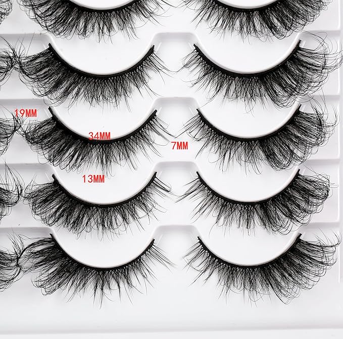 False Eyelashes Volume Wispy Cat Eye Lash Natural Spiky Fake Eyelashes Foxy Faux Mink Lashes Strips 14 Pairs Pack