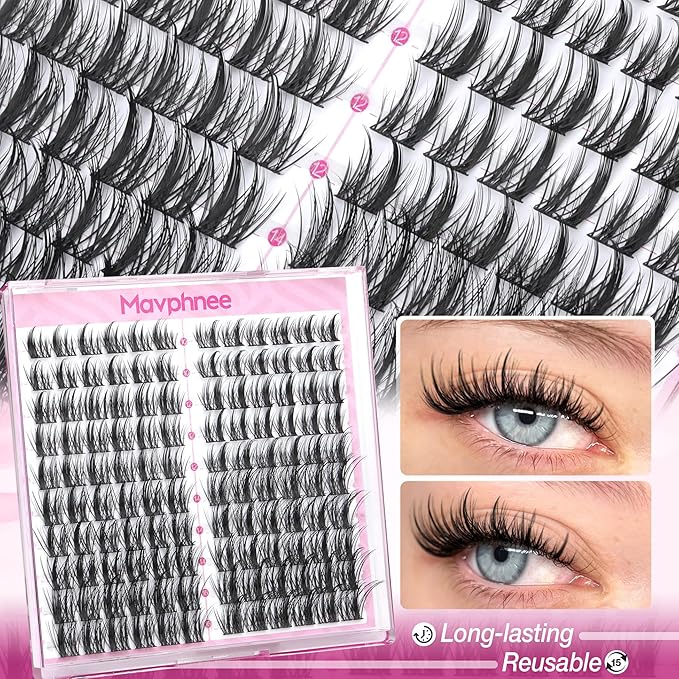 Natural Lash Clusters Spiky Eyelash Extensions Wispy Individual Lashes Manga Eyelash Individuals 120 Pcs CC-Curly Cluster Eyelash Extensions 10-16MM Mixed DIY Lash Extensions by Mavphnee