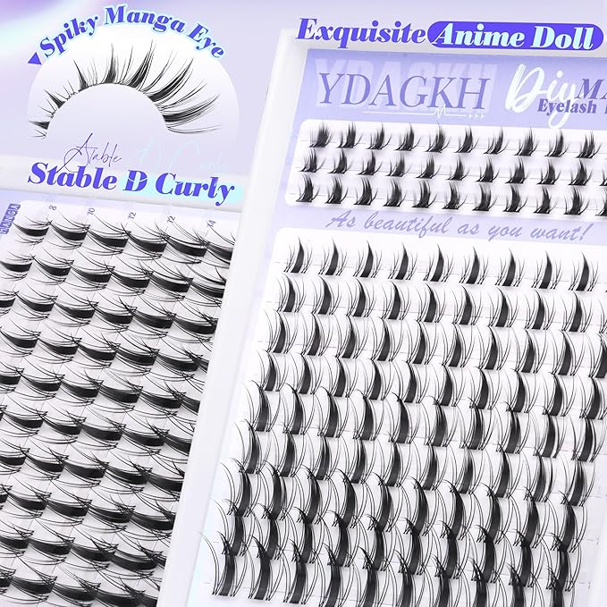 Fairy Lash Clusters Natural Spikes Eyelash Clusters Manga Cluster Eyelash Extensions Invisible Band DIY Spiky Individuals Lashes 8-18mm Wispy Anime Lash Extension with Bottom Lashes 126PCS