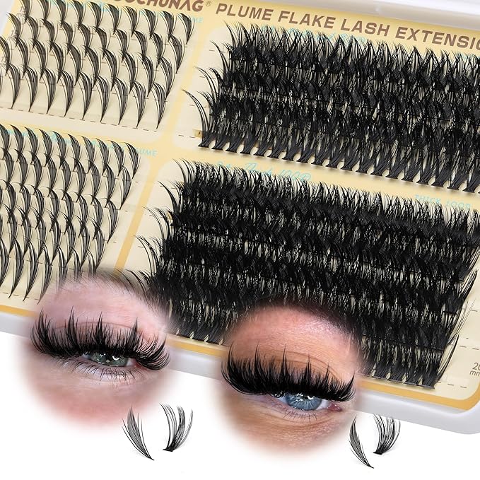 TOOCHUNAG Anime Spikes Lash Clusters 80D+100D Spiky Cluster Eyelash Extensions Volume Eyelash Clusters for DIY Plume Flake Lashes Extension 4 Styles Long Wispy individual Lashes (280pcs-12-23mm)