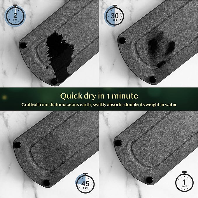 2PCS Water Absorbing Stone Soap Tray for Kitchen Bathroom Sink, Quick Dry Diatomaceous Earth Drying Rack and Shower Caddy, Soap Dispenser and Sponge Holder Organizer for Countertop