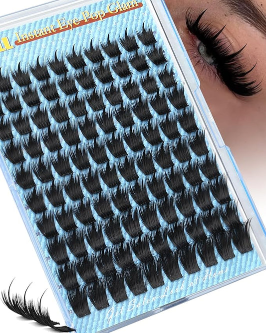 Lash Clusters Volume Manga Eyelash Clusters With Spikes Anime Cluster Eyelash Extensions 14-22mm D curly Individual Lashes Natural Volume Cluster Lashes Wet Look