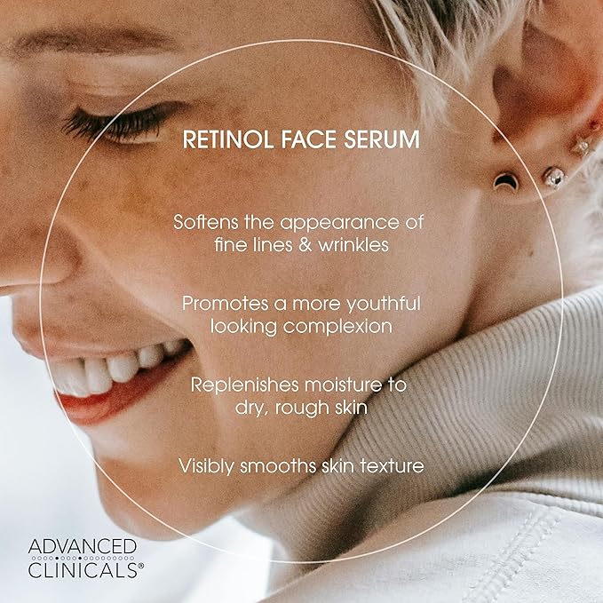 Advanced Clinicals Retinol Serum For Face + Hyaluronic Acid Moisturizer + Vitamin C Serum 3PC Skincare Set For Women & Men | Anti Aging Serums For Brightening, Firming, & Hydrating | 1.75 Fl Oz, 3pc