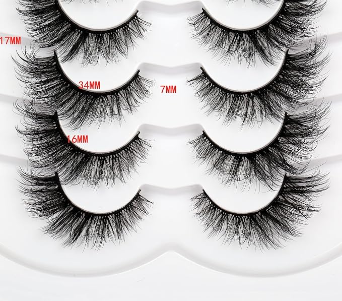 Pooplunch False Eyelashes Cat Eye Lashes Fake Eyelash Dramatic Volume Wispy Foxy 8D Faux Mink Lash Strips 7 Pairs Pack