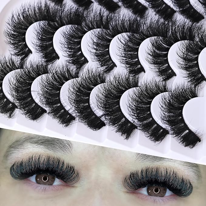 Thick Long Lashes False Eye Lashes Mega Look 5D Volume Dramatic 25mm Waterproof 80D Eyelash Clusters Soft Fake Eyelashes Pack by Yaiseiko（14 Pairs）