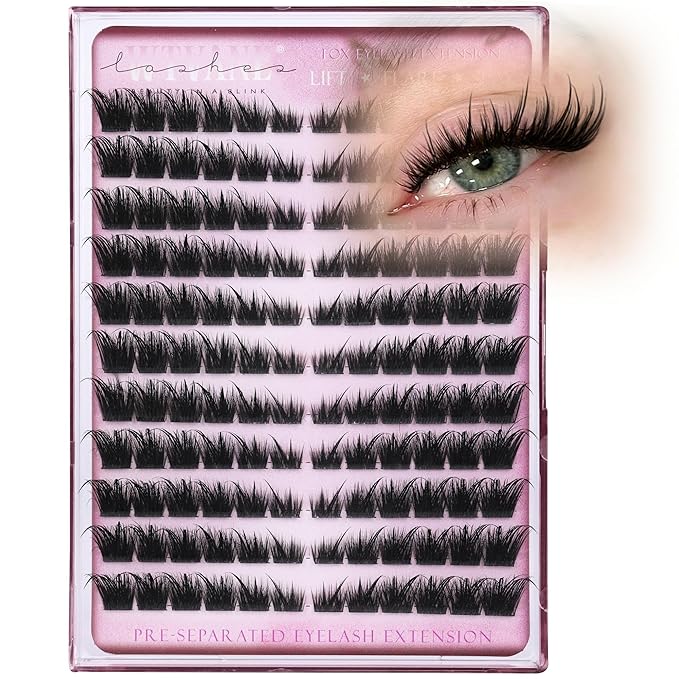 Wtvane Fox Eyelash Clusters Wispy Lash Clusters with Spikes Pre-mapped 8-18mm Cluster Eyelash Extensions LC-Curly Individual Lashes Faiy Lashes Cluster Cat Eye Lash Clusters DIY Lash Extension
