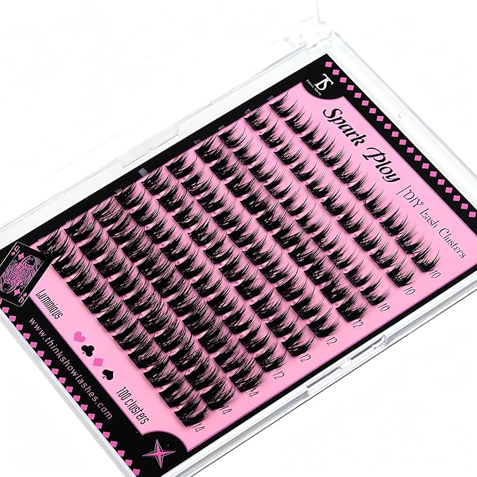 THINK SHOW Cluster Lashes 100pcs Individual Lashes Clusters Eyelash Extensions False Eyelashes DIY Wispy Fluffy Lash Extension Kit Reusable False Eyelashes Luminious Mix 10-14mm