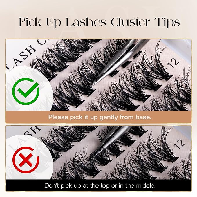 BEFER Lash Clusters, 240 Pcs D Curl Eyelash Clusters Volume Individual Lashes Extensions 10-16MM Wispy Eyelash DIY At Home(40P)