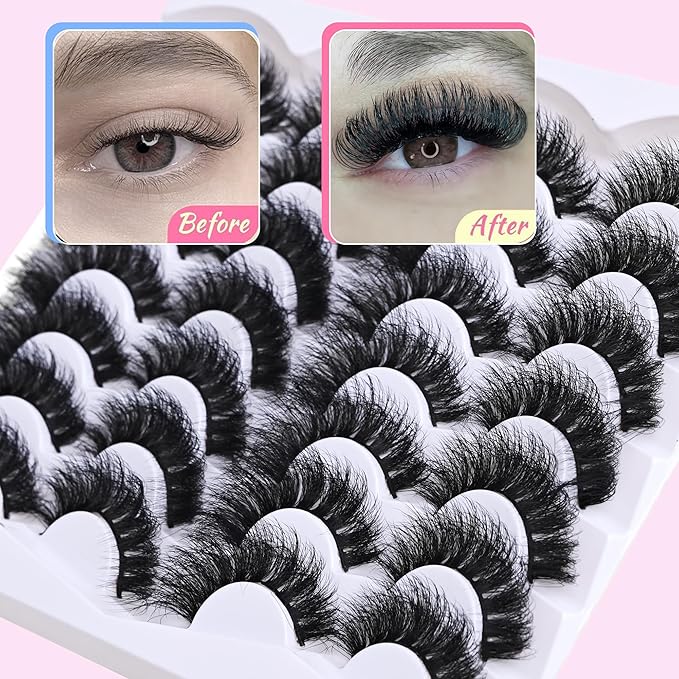 Thick Long Lashes False Eye Lashes Mega Look 5D Volume Dramatic 25mm Waterproof 80D Eyelash Clusters Soft Fake Eyelashes Pack by Yaiseiko（14 Pairs）