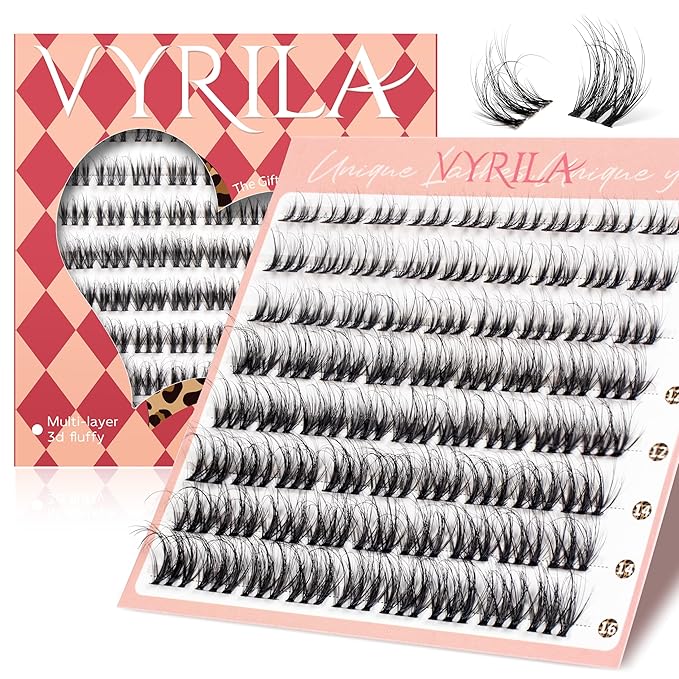 VYRILA Lash Clusters 0.05mm PBT Fiber Eyelash Clusters, 0.1mm Superfine Invisiband D Curl Diy Lash Extension, 72pcs 8-16mm Individual Like Eyelash Extensions (Soul-D-8-16Mix)