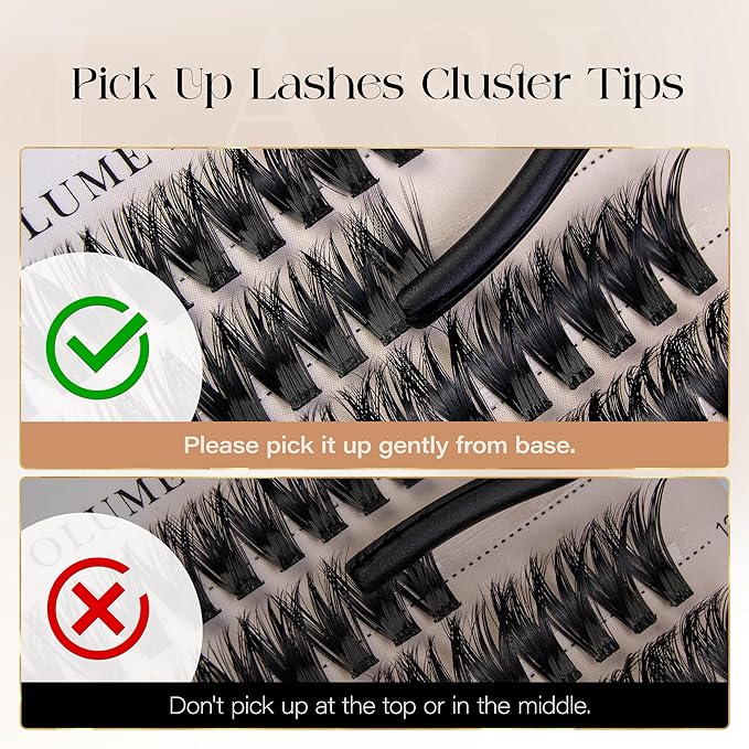 BEFER Lash Clusters, 240 Pcs D Curl Eyelash Clusters 3D Fluffy Volume Individual Lashes Extensions 10-16MM Cluster Eyelash Wispy Cluster Lashes DIY At Home(60P)