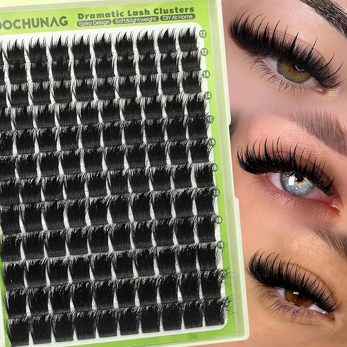 Thick Eyelash Clusters Spikes Lash Clusters D Curly Volume Cluster Eyelash Extensions 300D12-20mm Russian Individual Lashes Mink DIY Spiky Eyelashes Extension by TOOCHUNAG