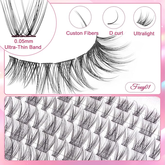 Lash Clusters 536PCS Lashes Wispy Lash Clusters Kit D Curl Lash Extension Kit Eyelash Clusters 30D40D for DIY Natural Look 8-16MM