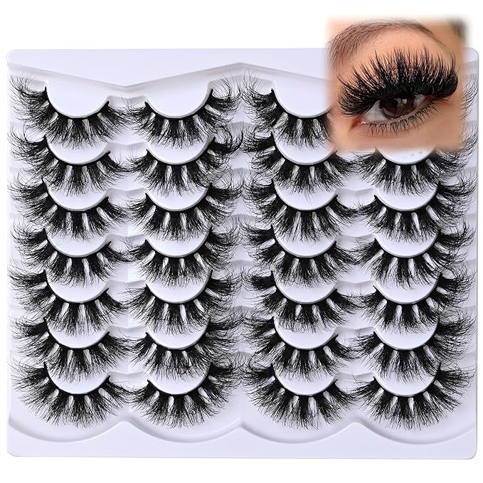 14 Pairs Thick Long Lashes False Eye Lashes Mega Look 5D Volume Dramatic 24mm Waterproof 100D Eyelash Clusters Soft Fake Eyelashes Pack by Yaiseiko