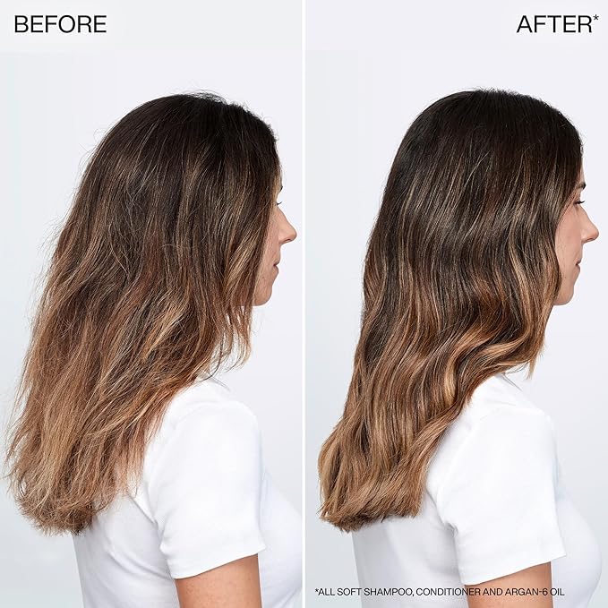 Redken All Soft Shampoo - Moisturizes & Hydrates Dry, Brittle Hair, Gently Cleanses and Softens, With Argan Oil, Safe For Color-Treated Hair, Refillable