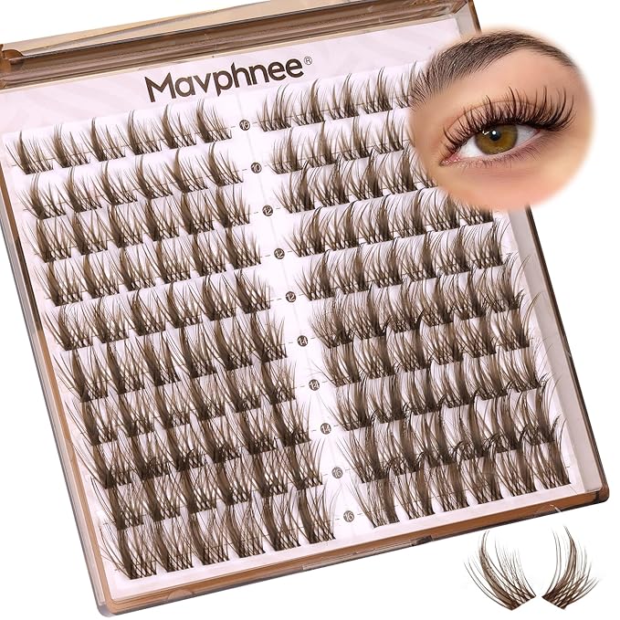 Brown Lash Clusters Wispy Eyelash Extensions Dark Brown Lash Extensions 10-16MM DIY at Home CC-Curly Eyelash Clusters Natural Spiky Lash Individuals 120 Pcs Cluster Lash Pack by Mavphnee