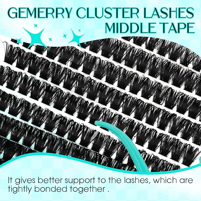 Lash Clusters GEMERRY 280pcs Clusters Lashes D Curl Soft&Natural Individual Lashes Cluster Eyelash Clusters DIY Lash Extensions at Home（40P-10-18mm)