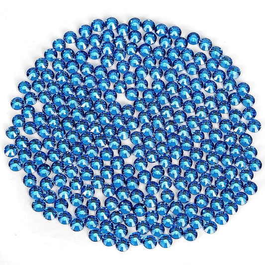 Capri Blue Rhinestones Flat Back Rhinestone for Crafts Glass Nail Rhinestones Nail Gems Crystals for Makeup Bags Shoes Decoration DIY(SS12,1440pcs,Capri Blue)