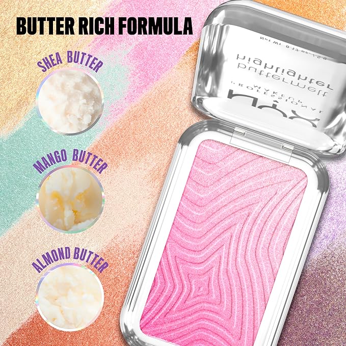 NYX PROFESSIONAL MAKEUP Buttermelt Highlighter, Powder Highlighter Makeup, With Up to 12H Wear and High Impact Glow - 15 U Butta Werk (Frosty Pink)