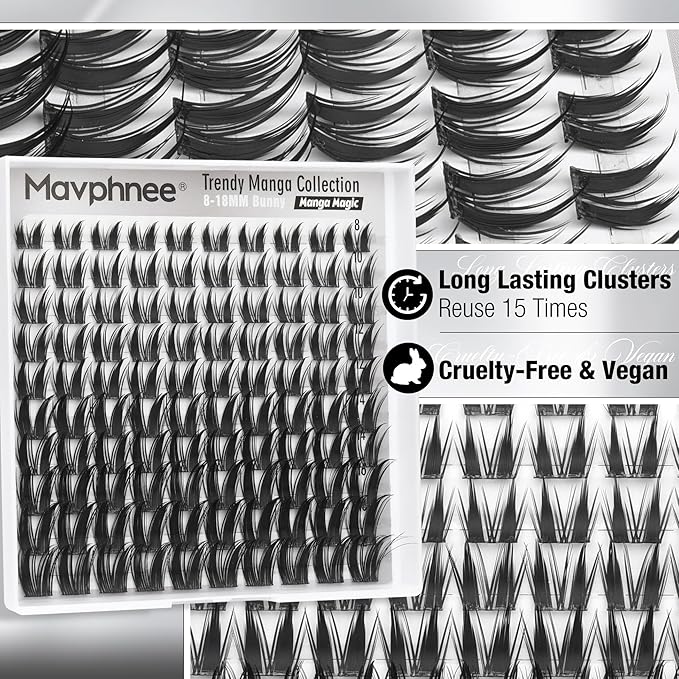 Manga Lash Clusters Bunny Wispy Fairy Cluster Eyelash Extensions Spiky Individual Lashes Anime Cluster Lashes Manhua Eyelash Clusters Natural Lash Extensions 8-18MM DIY Lash Pack CC Curve Doll Eye