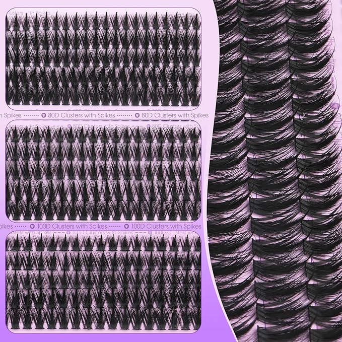Lash Clusters with Spikes Manga Lash Clusters 300PCS Wispy Volume Cluster Eyelash Extensions 60D 70D 100D Mixed 13-19mm Eyelash Clusters DIY Individual Lashes Extension for Anime Lash Look by Yawamica