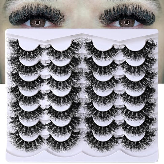 Thick Long Lashes False Eye Lashes Mega Look 5D Volume Dramatic 25mm Waterproof 80D Eyelash Clusters Soft Fake Eyelashes Pack by Yaiseiko（14 Pairs）