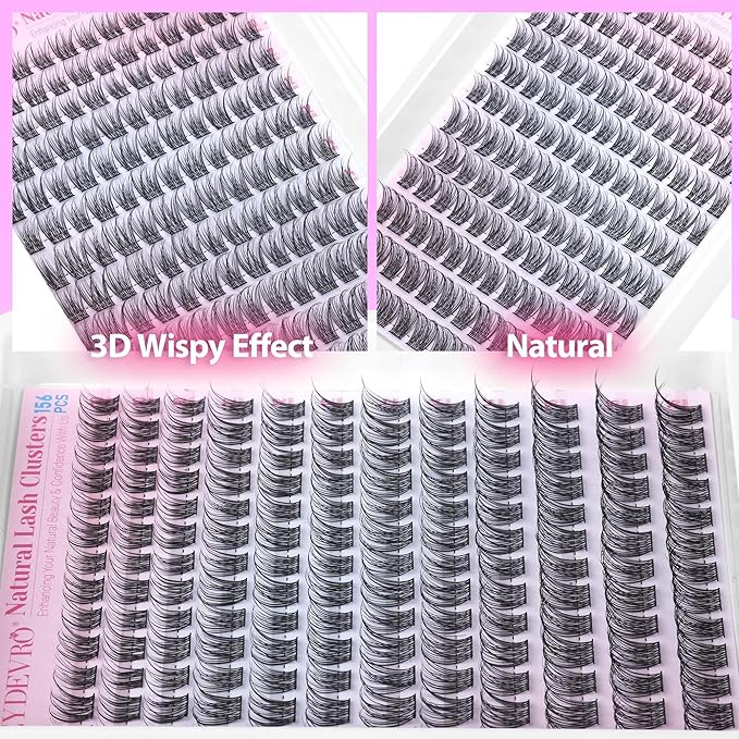 EYDEVRO Natural Lash Clusters Wispy Eyelash Clusters 10-16mm Cluster Eyelash Extensions Individual Lashes DIY Lash Extensions at Home Soft Reusable Cluster Lashes