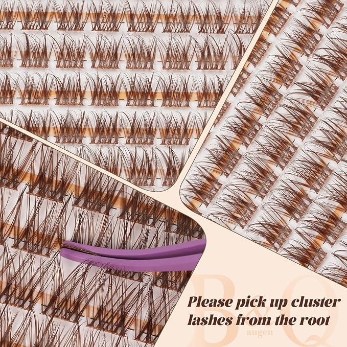 B&Q Brown Lash Clusters Natural Lash Clusters for Light Hair, Reusable MochaLash Cluster Eyelash Extensions Soft Brown False Eyelashes Comfortable Eyelash Clusters Perfect for Occasions（MochaLash 01）