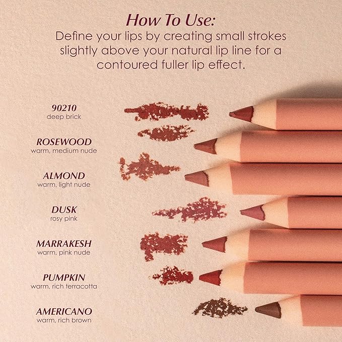 PERSONA Lip Liner Pencil | Creamy, Long-Wear Matte Pencil with Jojoba Oil | Hydrating & Easy to Apply | Shapes, Defines & Contours Lips | Vegan, Cruelty-Free, Paraben-Free | Made in USA, Dusk