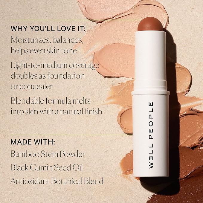 Well People Supernatural Complexion Stick Foundation + Concealer, Buildable, Light-to-Medium Coverage, Soft Matte Finish, Lightweight + Hydrating, Multi-Use, Vegan & Cruelty-Free, 32 Tan Neutral