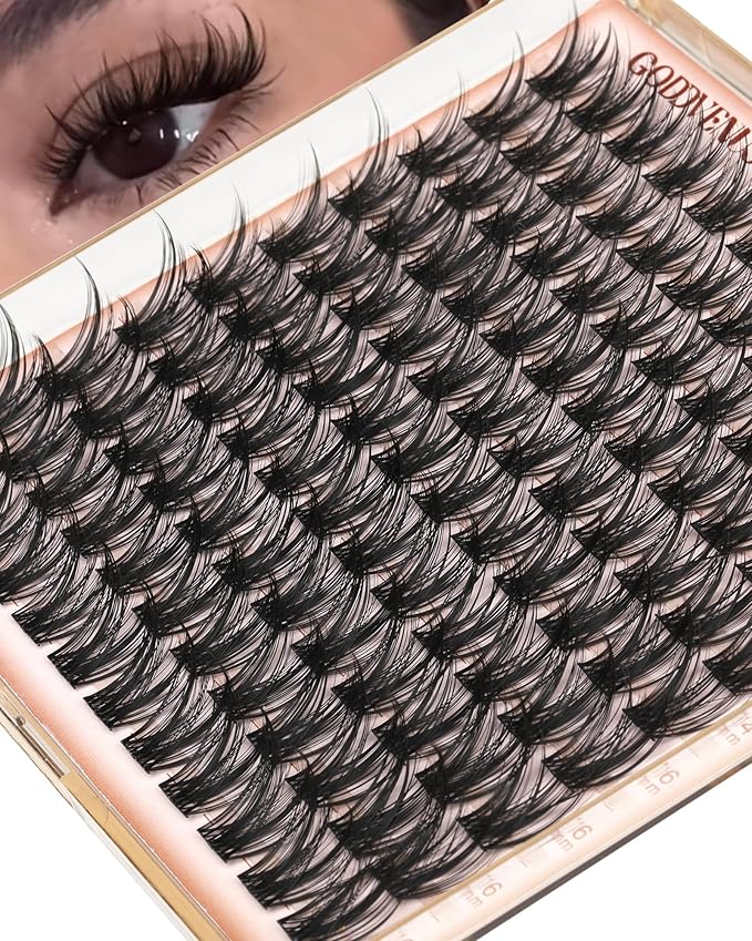 Goddvenus Wispy Lash Clusters 12-14-16mm Eyelash Clusters Set C Curl Fluffy Natural Lash Clusters for Effortless Eyelash Extensions Individual Lashes DIY False Eyelashes