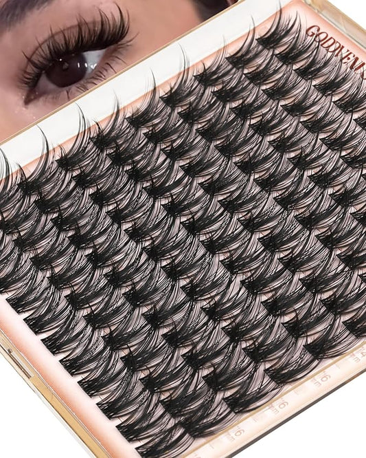 Goddvenus Wispy Lash Clusters 12-14-16mm Eyelash Clusters Set C Curl Fluffy Natural Lash Clusters for Effortless Eyelash Extensions Individual Lashes DIY False Eyelashes