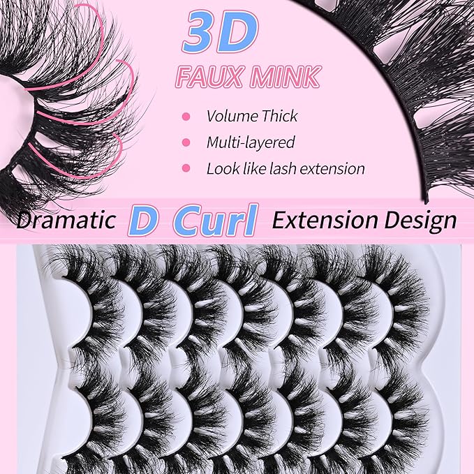 14 Pairs Thick Long Lashes False Eye Lashes Mega Look 5D Volume Dramatic 24mm Waterproof 100D Eyelash Clusters Soft Fake Eyelashes Pack by Yaiseiko