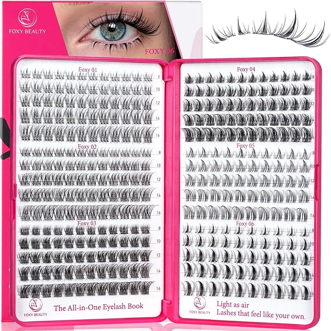 Lash Clusters Lash Clusters Kit Mix Manga Lashes 360pcs Wispy Eyelash Clusters Spiky Lash Extension Kit DIY at Home 8-16mm Invisible Band