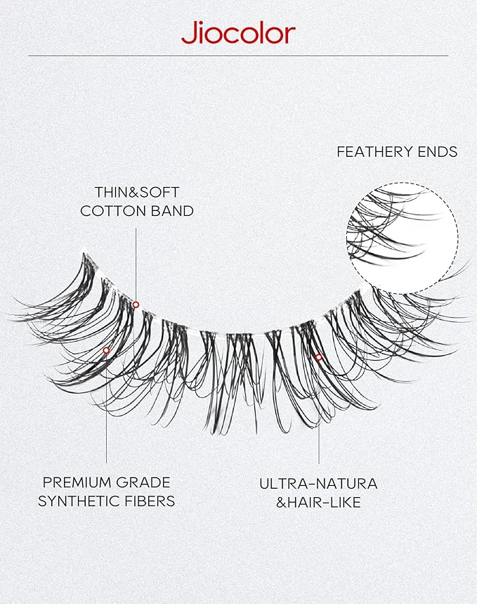 Fairy Strip Lashes That Look Like Extensions Clear Band False Eyelashes Natural Look 3D Volume Lashes Short Wispy Fake Eyelashes Pack 7 Pairs 10MM