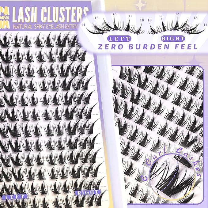 Fyonas Manga Lash Clusters Fox Eye Cluster Lashes Left & Right Fairy Eyelash Clusters Natural Look Spiky Anime Cluster Eyelash Extensions with Thin Band 120Pcs Cat Eye Lashes for Beginners (Manga)