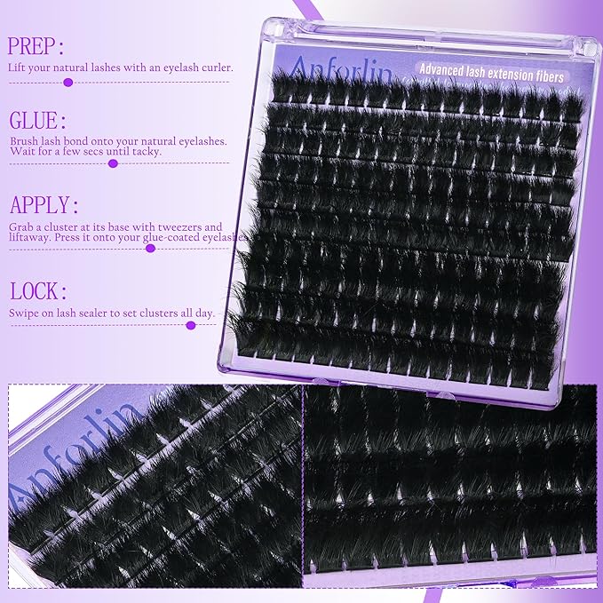 Lash Clusters with Spikes 200D Volume Lash Extensions 12-20mm Spiky Manga Eyelash Clusters 160pcs Thick D Curly Cluster Eyelash Extensions by ANFORLIN