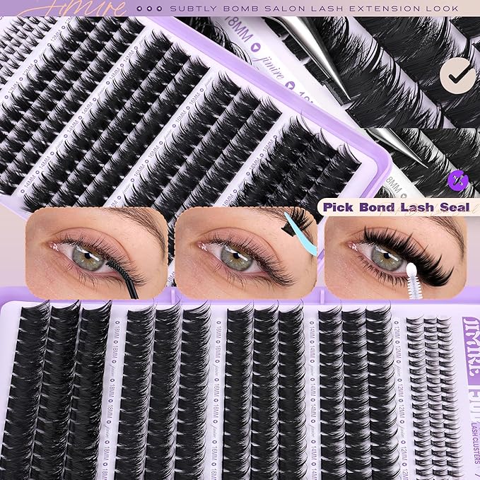 Manga Lash Clusters Kit Fairy Lash Clusters with Spikes Eyelash Clusters with Bottom Lashes 12-18MM Wispy Lash Extension Kit with Lash Bond and Seal DIY Cluster Lashes Kit DIY at Home by JIMIRE