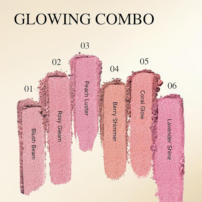 PHOFAY Luminous Blush Powder-Multi-Use Formula, Ultra-Fine & Smooth, Longer-Lasting Wear with Natural Luminous Glow (06#)